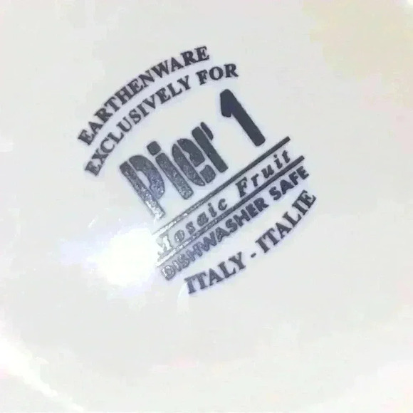 Set of 4 Vintage "Mosaic Fruit" Cups and Saucers~Italy~Pier 1 TUSCAN Red Crackle - Picture 5 of 12